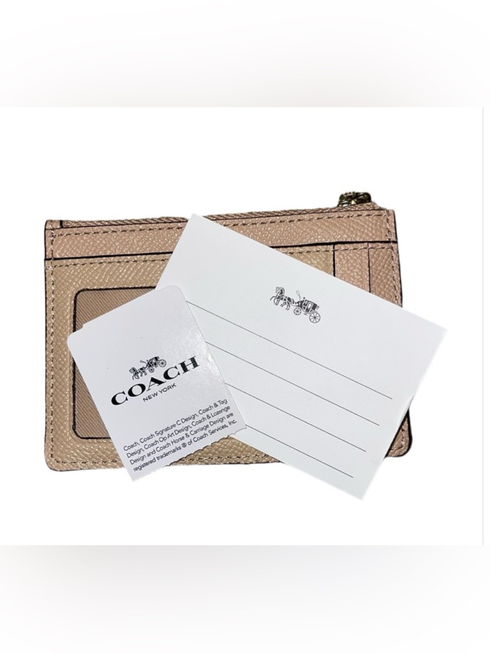 Coach Pebbled Leather Card Holder in Dusty Rose